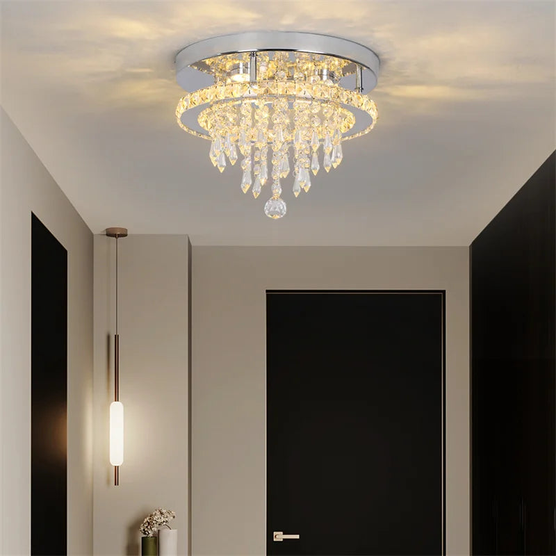 Vetrulus Crystal Ceiling Lamp With Remote Control LED Pendant Chandelier