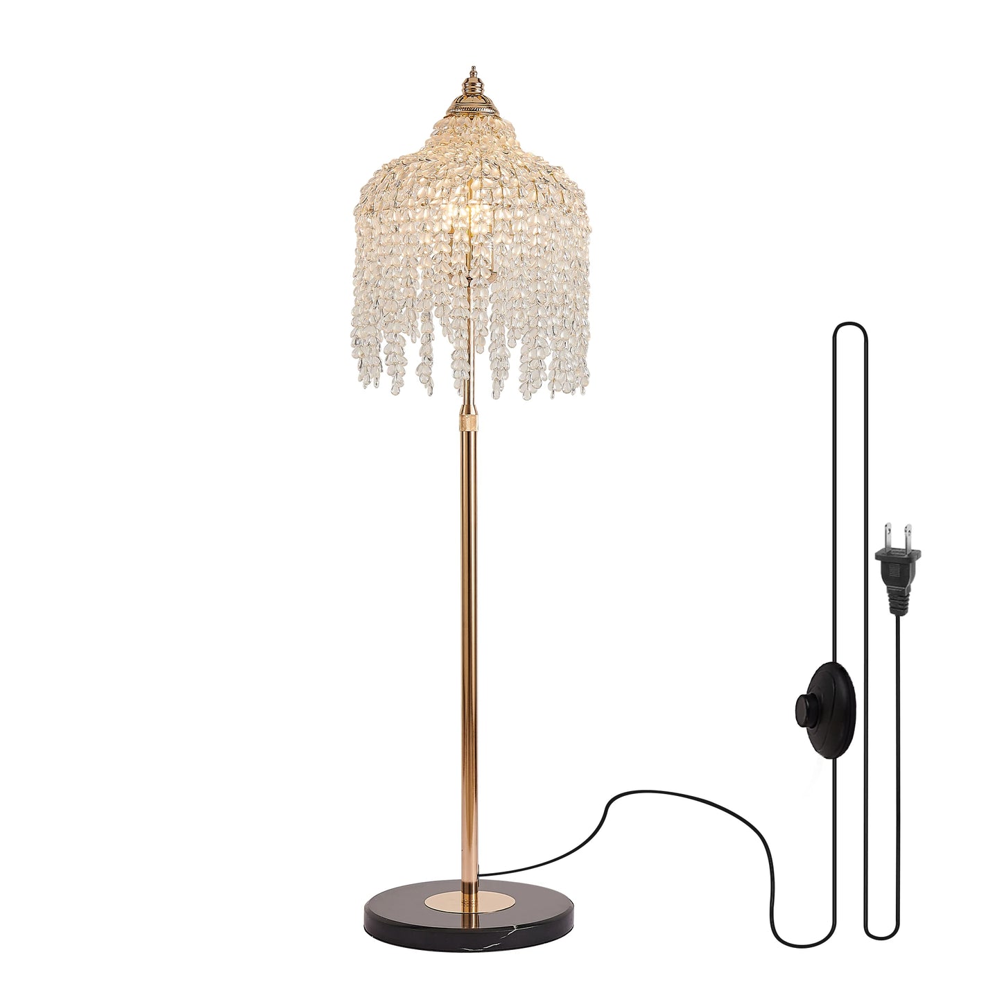 ARLGSITEC Crystal Floor Lamp 3-Light Waterfall Bead Design