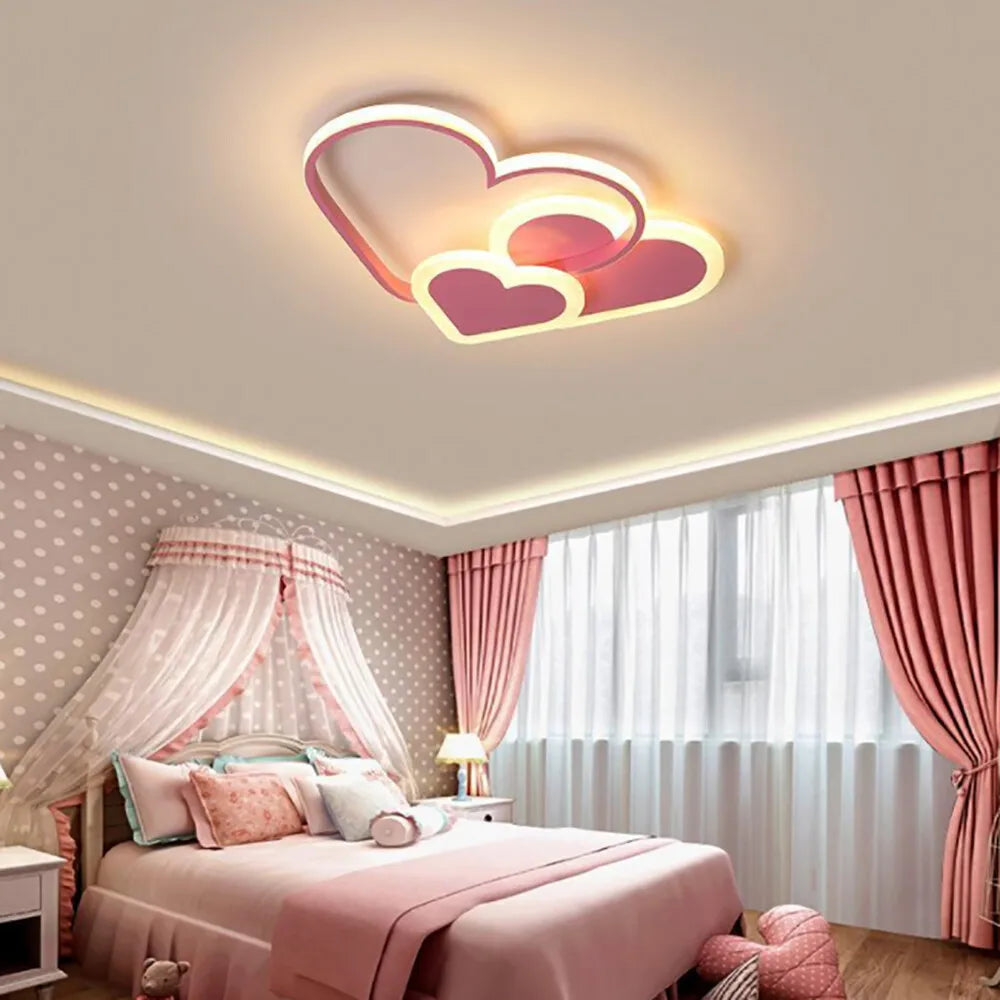 Heart-Shaped LED Ceiling Lamp With Remote Control Dimmable