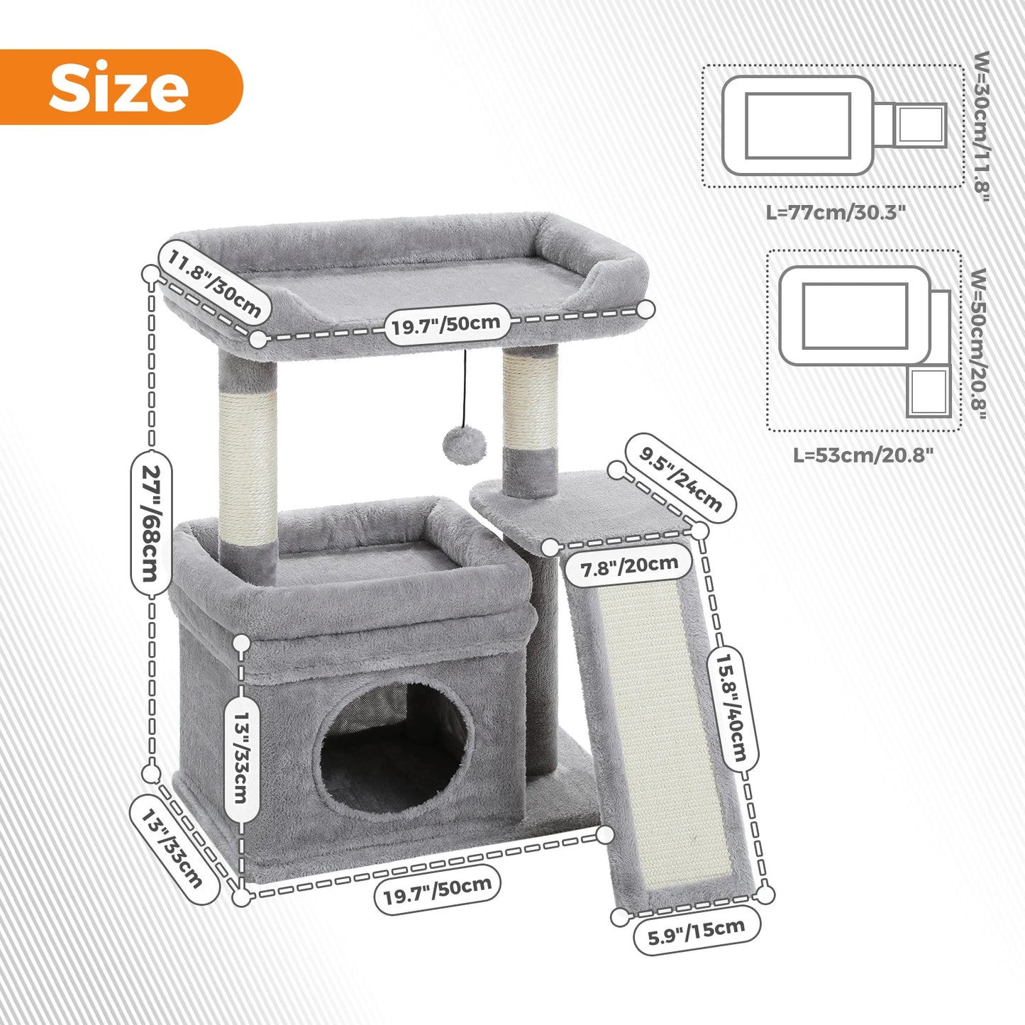 PAWZ Road Small Indoor Cat Tree With Sisal Scratching Post