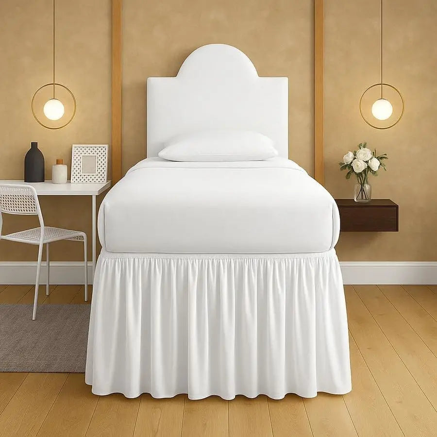 Dorm Bed Skirt Tailored Dust Ruffle With Elastic Wrap