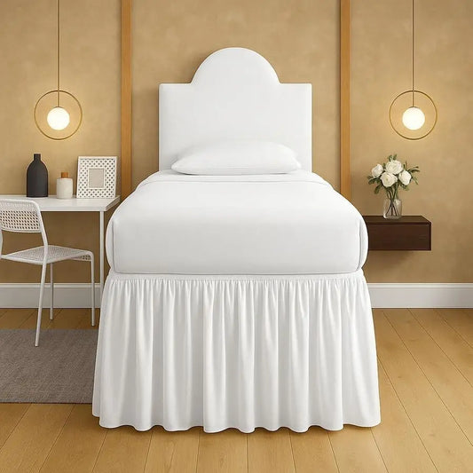 Dorm Bed Skirt Tailored Dust Ruffle With Elastic Wrap