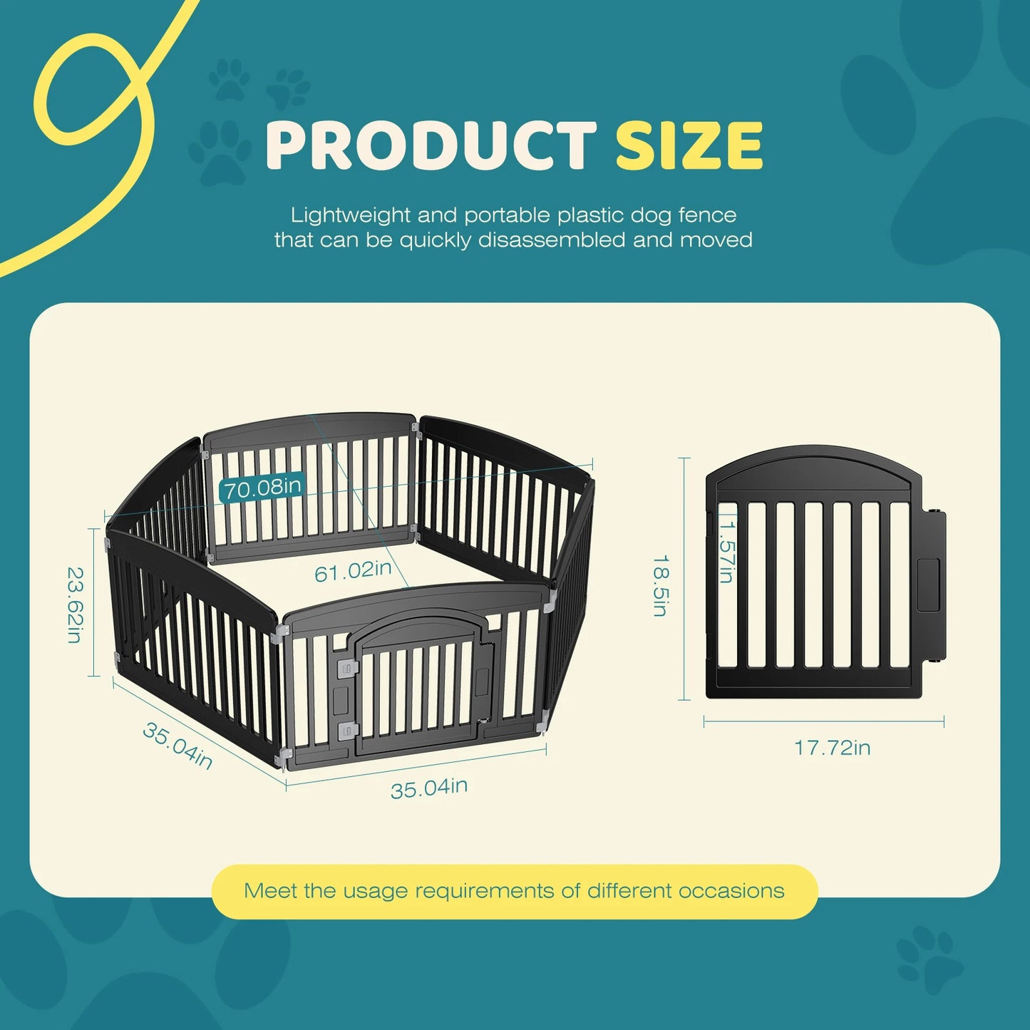 JHK Plastic Dog Playpen Expandable Pet Fence For Dogs