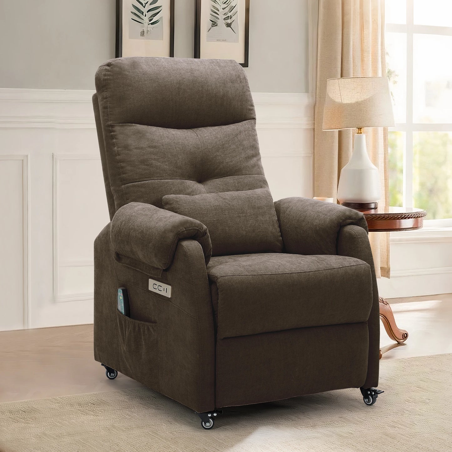 Korser Power Recliner Chair With USB Ports And Wheels For Home