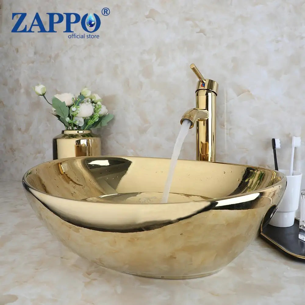 Torayvino Vessel Sink Ceramic Bathroom Set With Faucets And Drain
