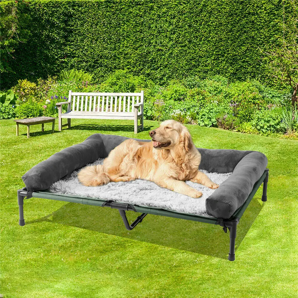BINGOPAW Elevated Indoor Outdoor Dog Bed Lounger With Detachable Bolster