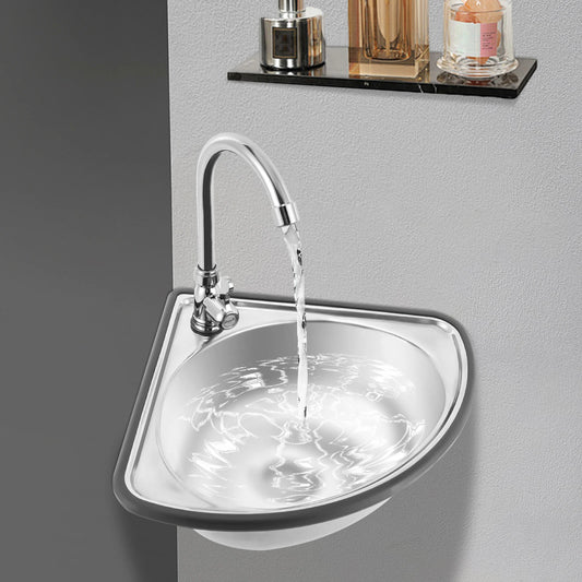 Bymaocar Corner Wall-Mounted Triangular Hand Basin Sink With Faucet