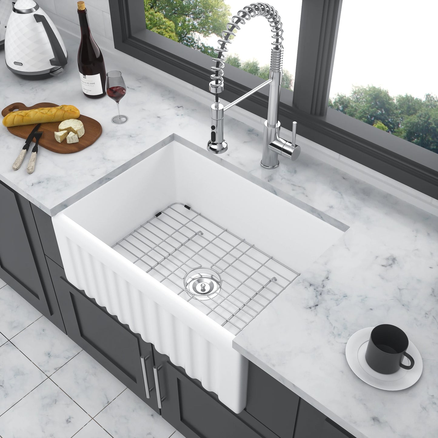Ceramic Farmhouse Apron-Front Sink, Single Bowl Laundry Room