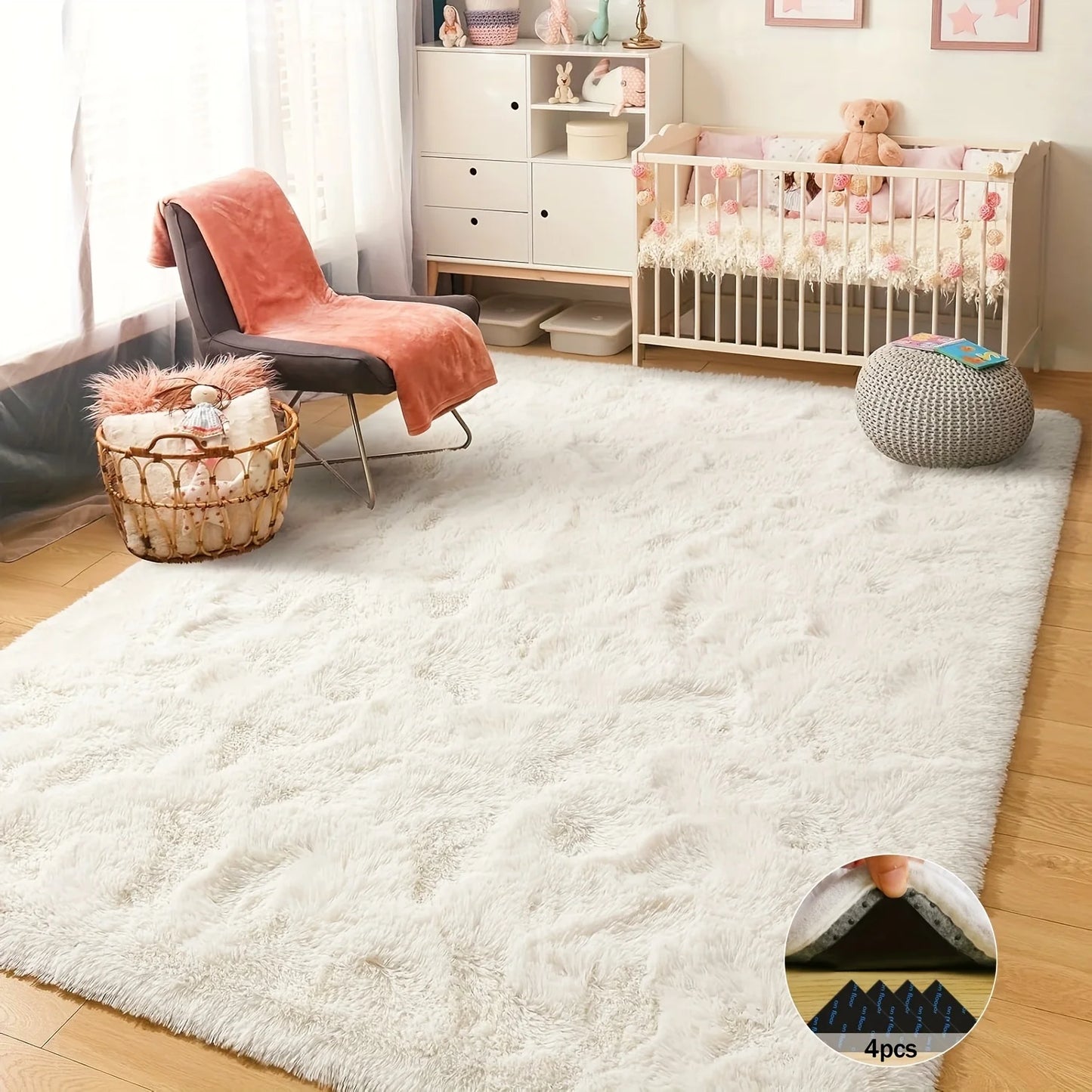 NONEDesign Aubusson Shaggy Non Slip Rug for Living Room