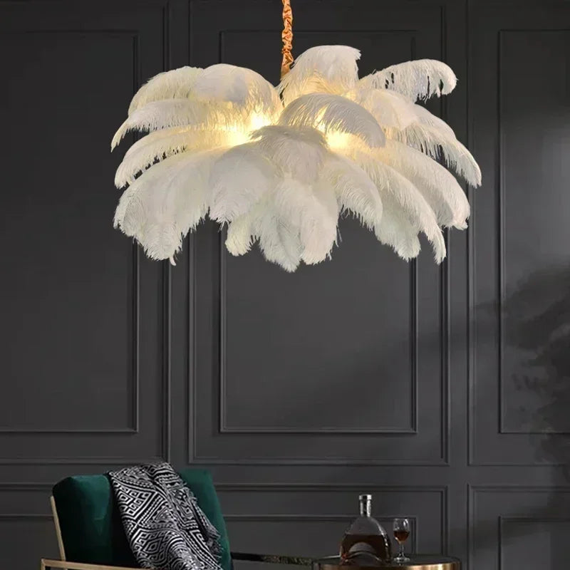 Nordic Ostrich Feather LED Pendant Lamp For Living Room And Bedroom Decor