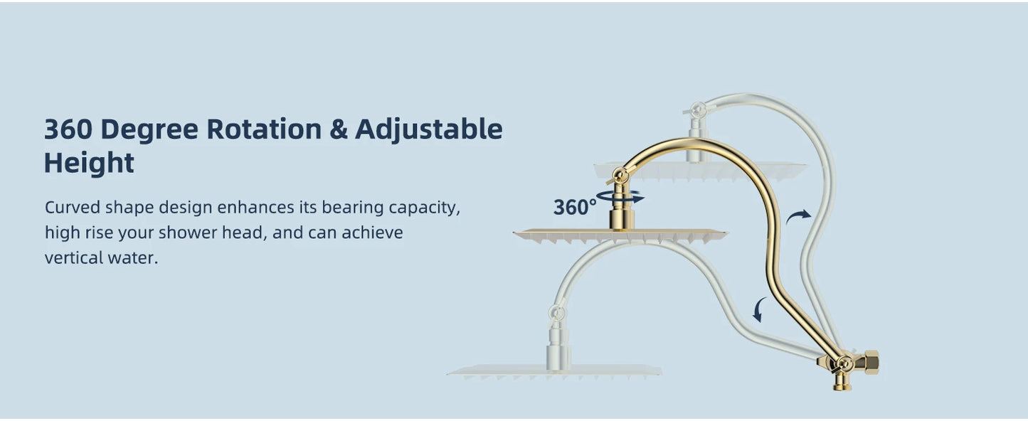 Hibbent High Pressure Rainfall Shower Head With Extension Arm