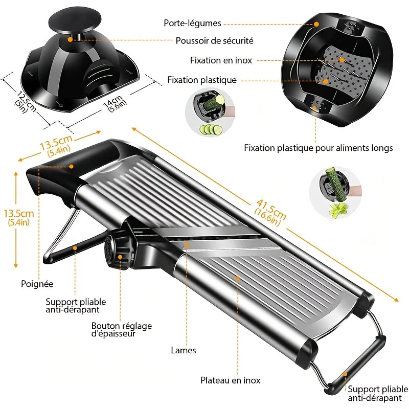 AEDG Stainless Steel Mandoline Slicer With 5 Blades And Hand Guard