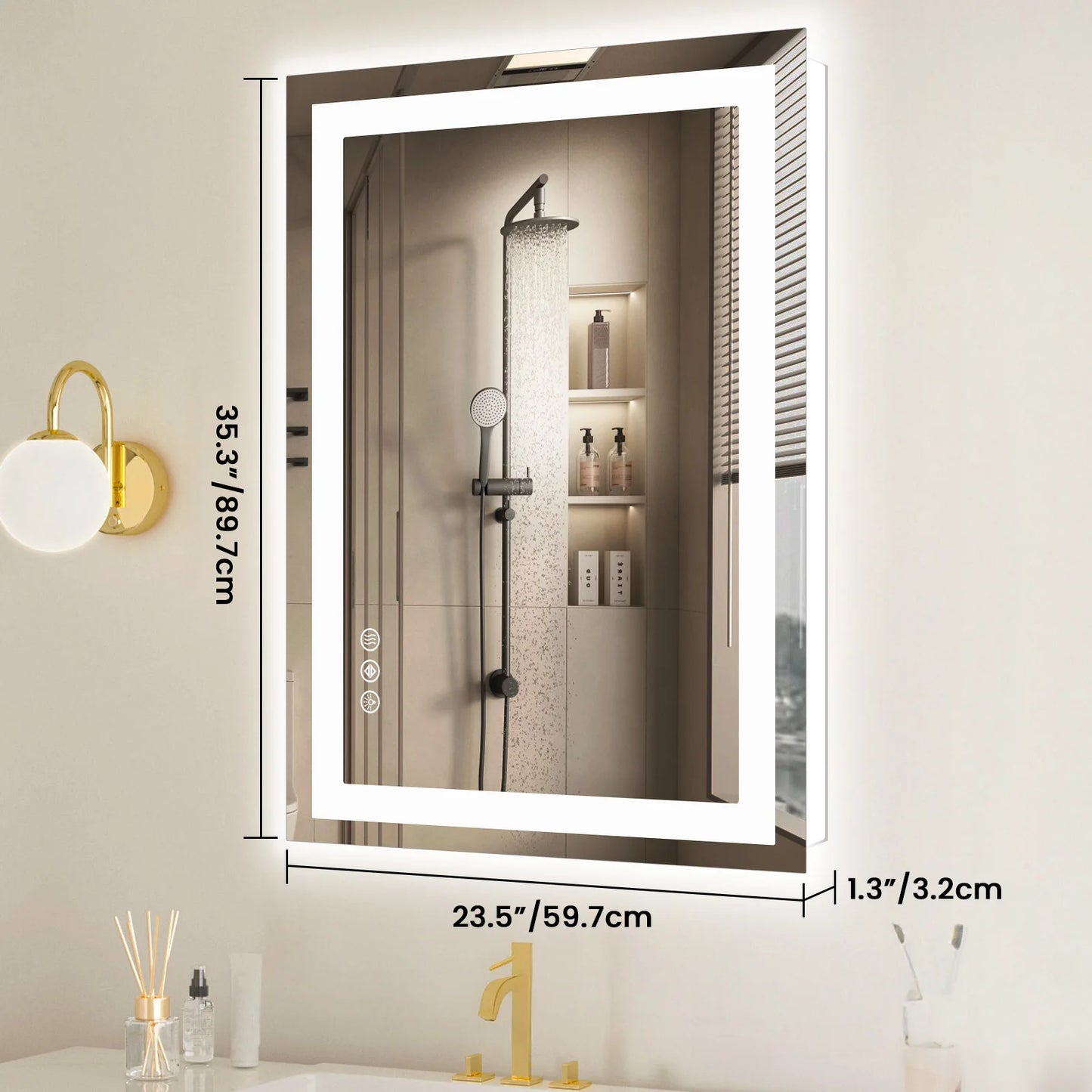 JHK LED Bathroom Vanity Mirror With Front And Back Lighting And Memory Function