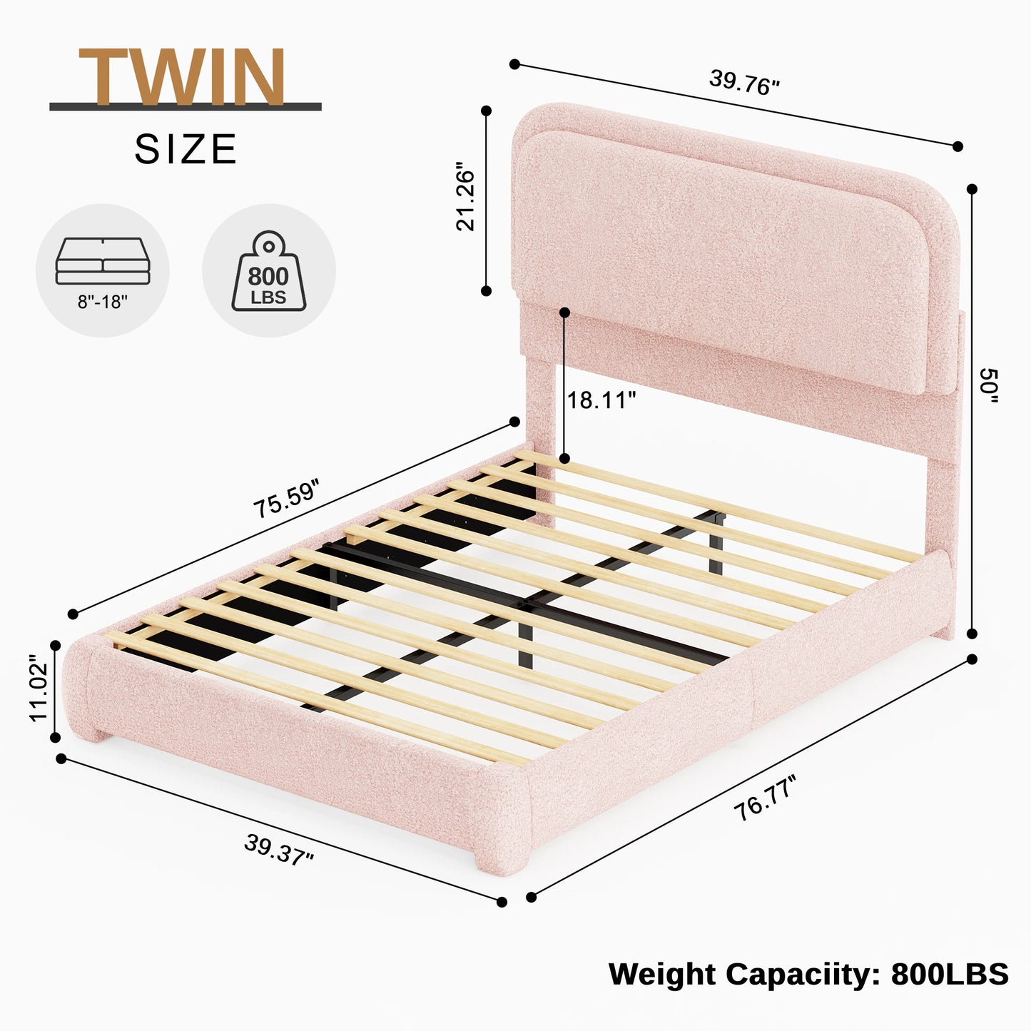 SIBEDSCN LED Bed Frame With Storage Drawers And Teddy Upholstery