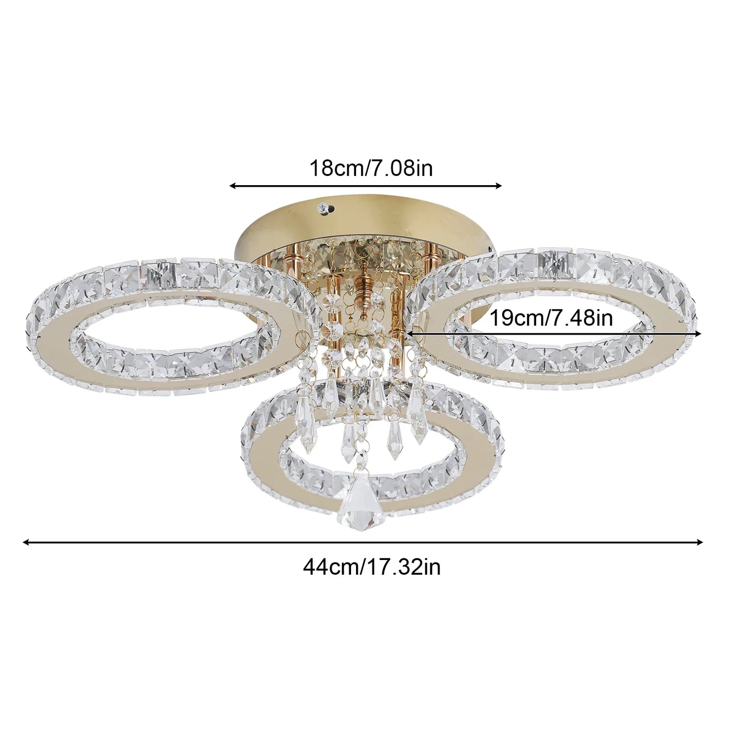 VETRULUS Crystal LED Ceiling Light Chandelier For Modern Living Room