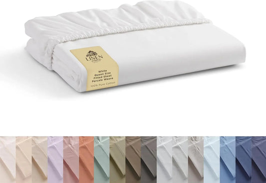 100 Percent Cotton Percale Fitted Sheet With Crisp Bed Linen