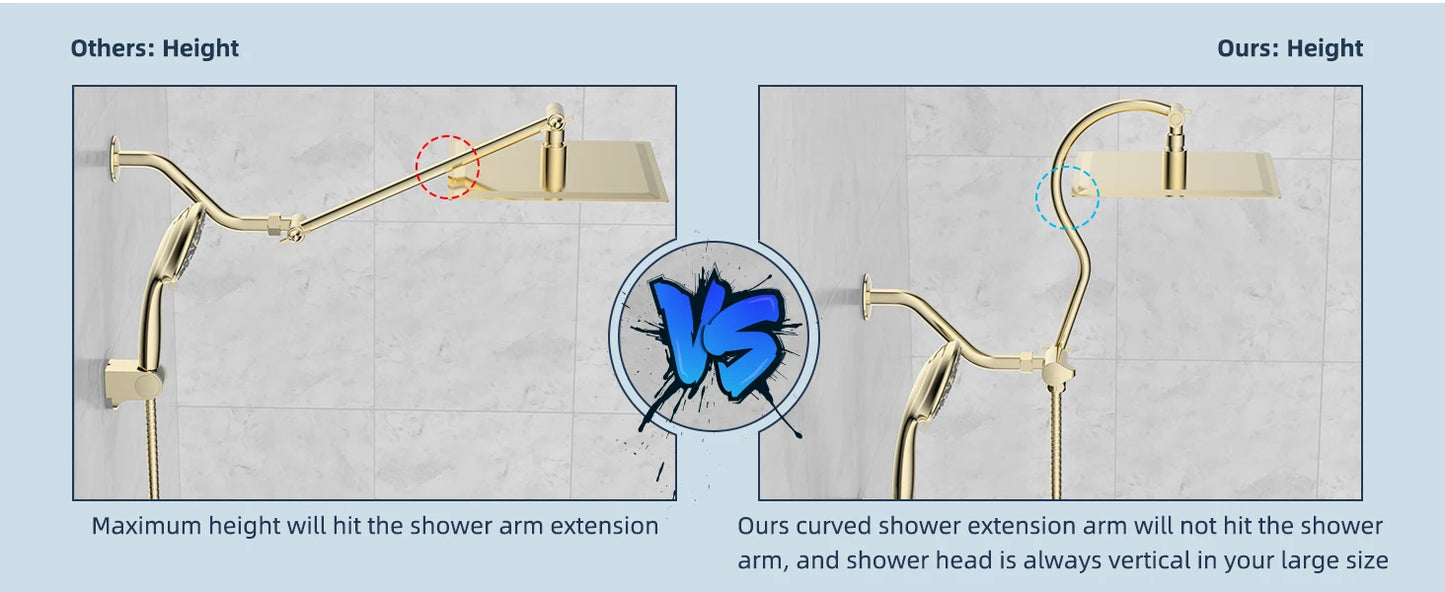 Hibbent High Pressure Rainfall Shower Head With Extension Arm