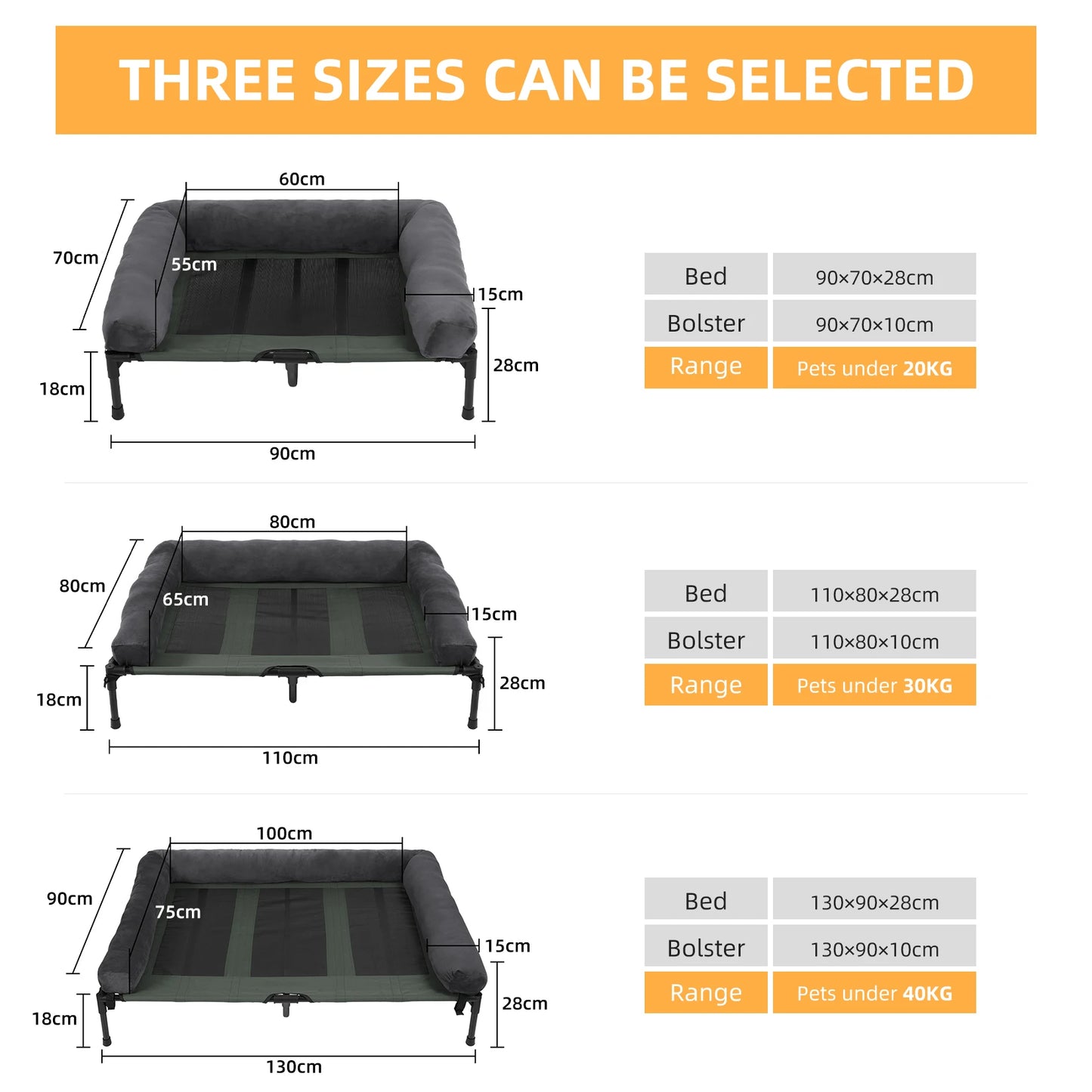 BINGOPAW Elevated Indoor Outdoor Dog Bed Lounger With Detachable Bolster