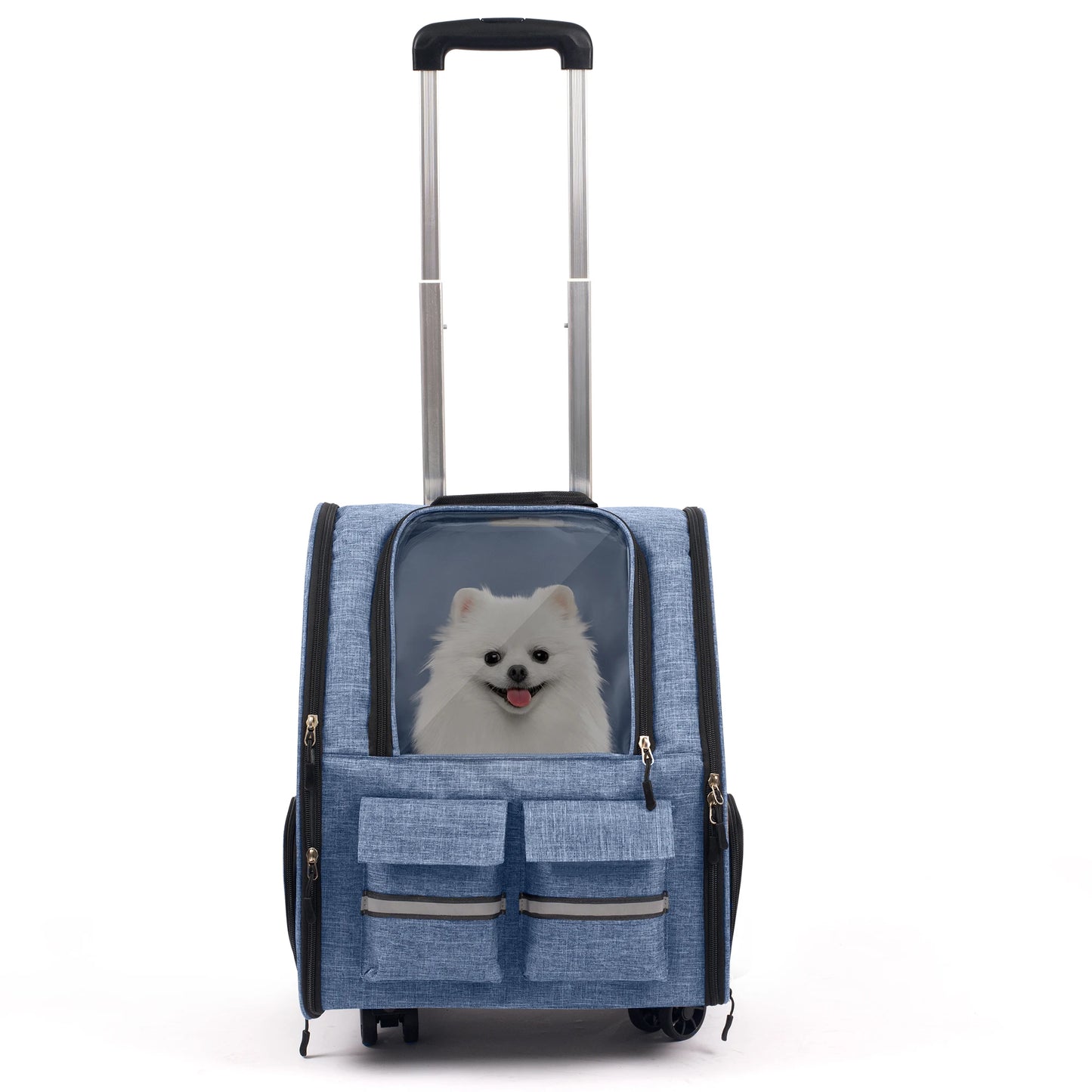 Rolling Pet Carrier Backpack With Removable Wheels