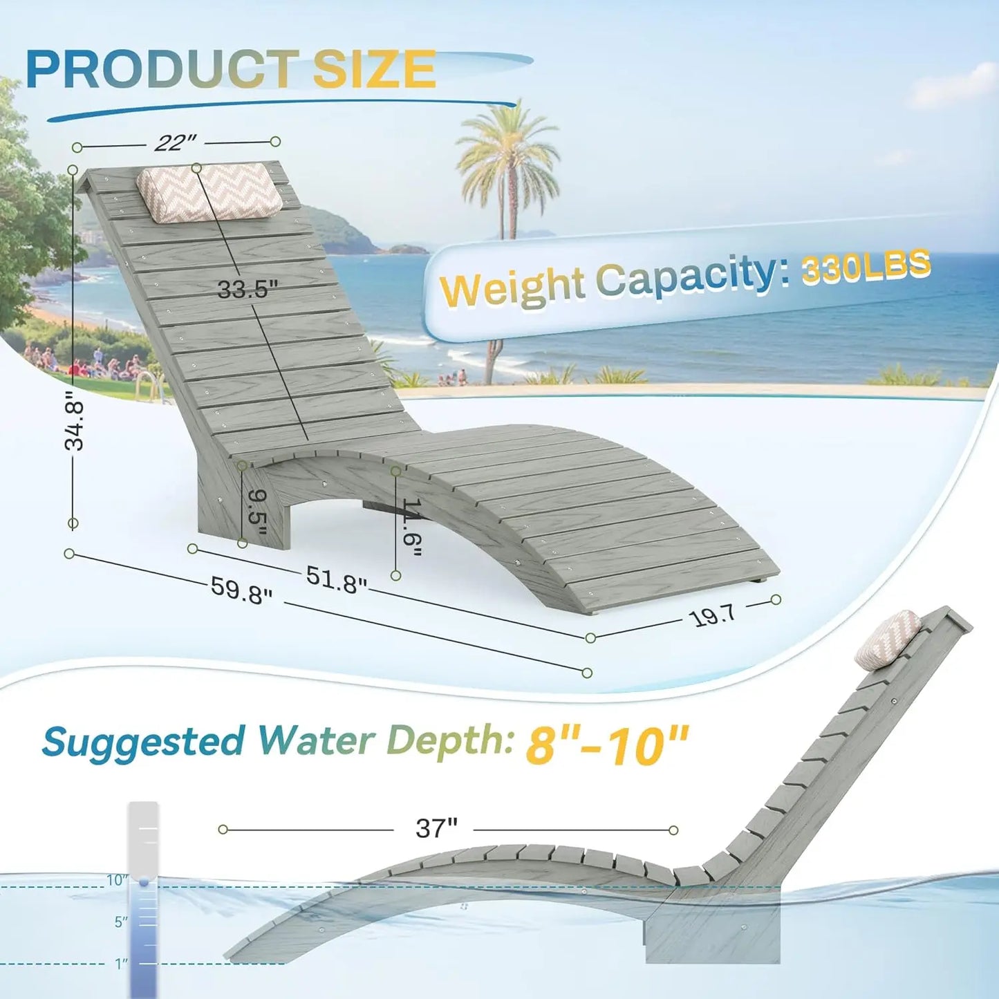 Durable Outdoor Pool Lounge Chairs Set Of 2 For Weather