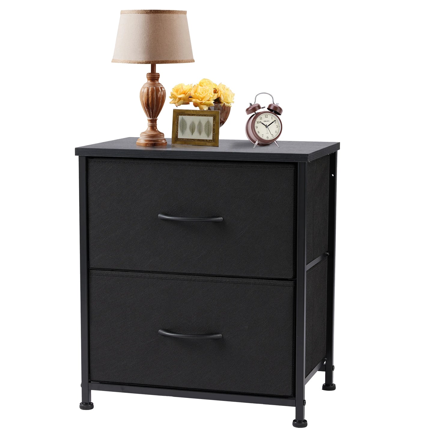 JHK Nightstand Bedside Table With Storage Drawers And Shelf