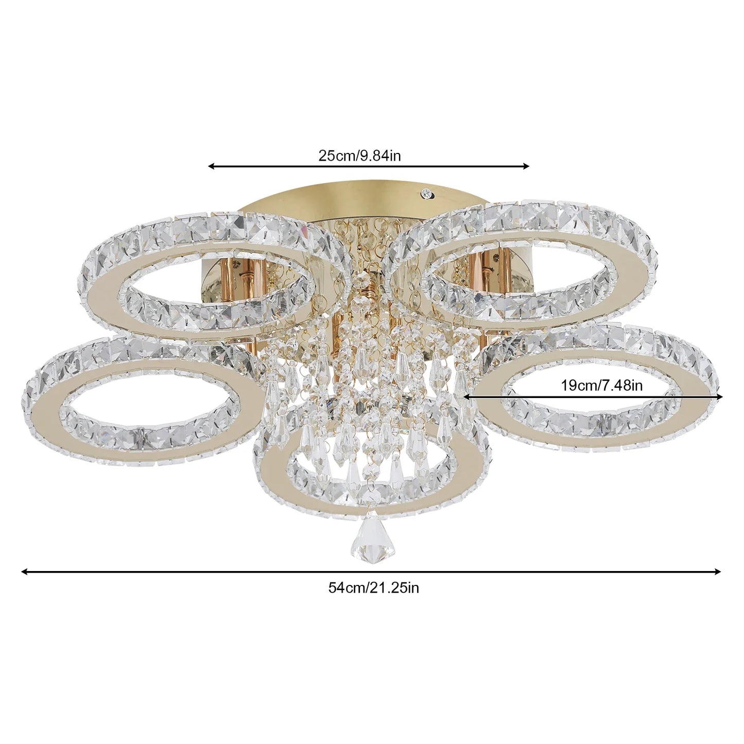 VETRULUS Crystal LED Ceiling Light Chandelier For Modern Living Room