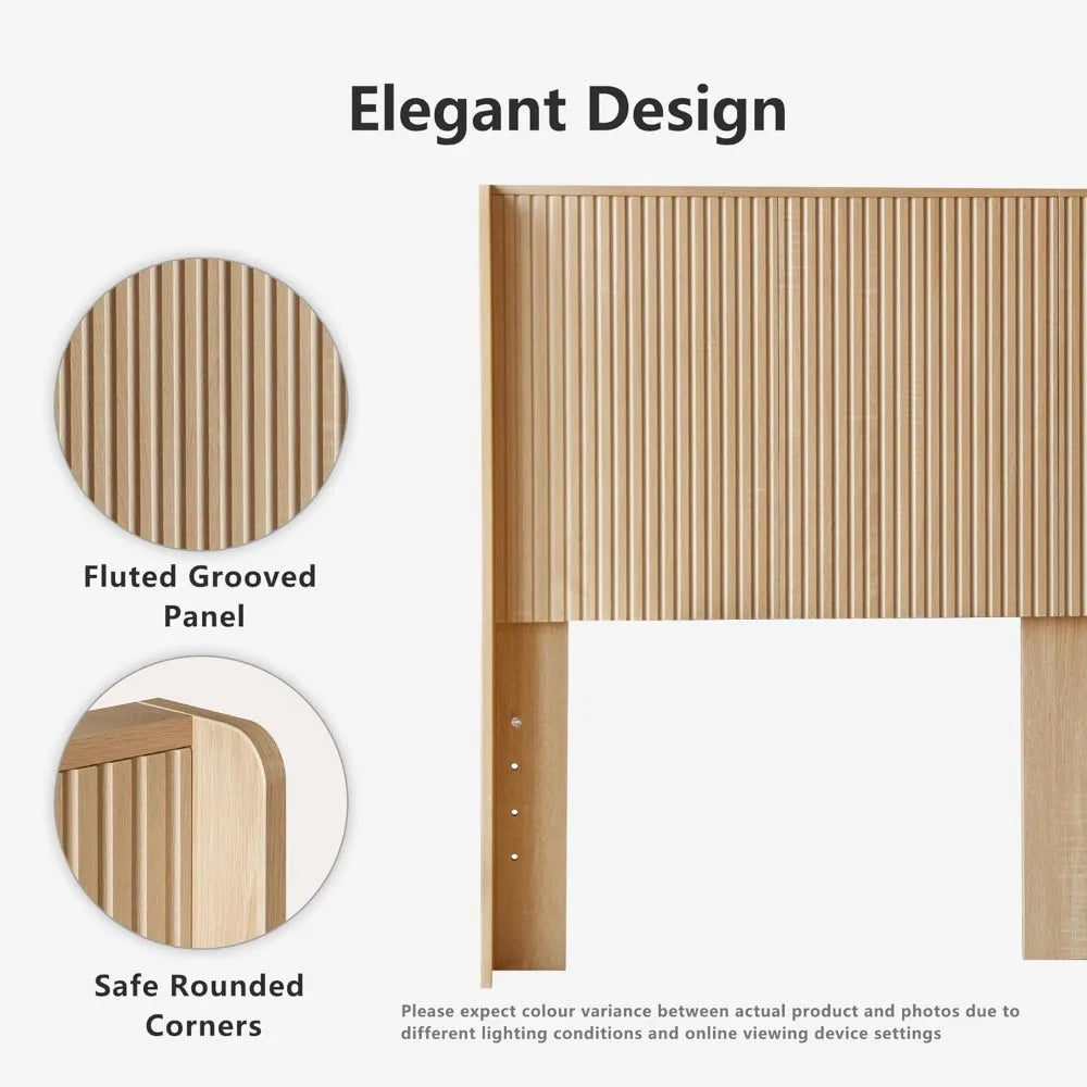 Fluted Wooden Headboard, Modern Farmhouse, Wall Mounted
