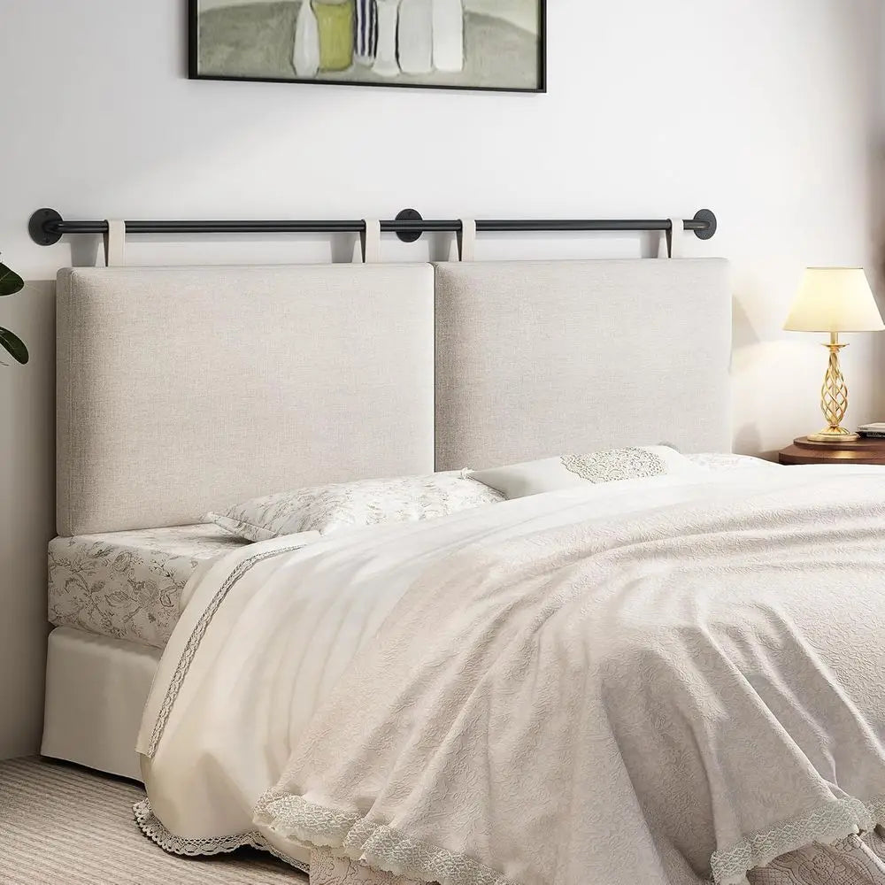 Wall Mounted Bed Board With Linen Upholstery Headboard
