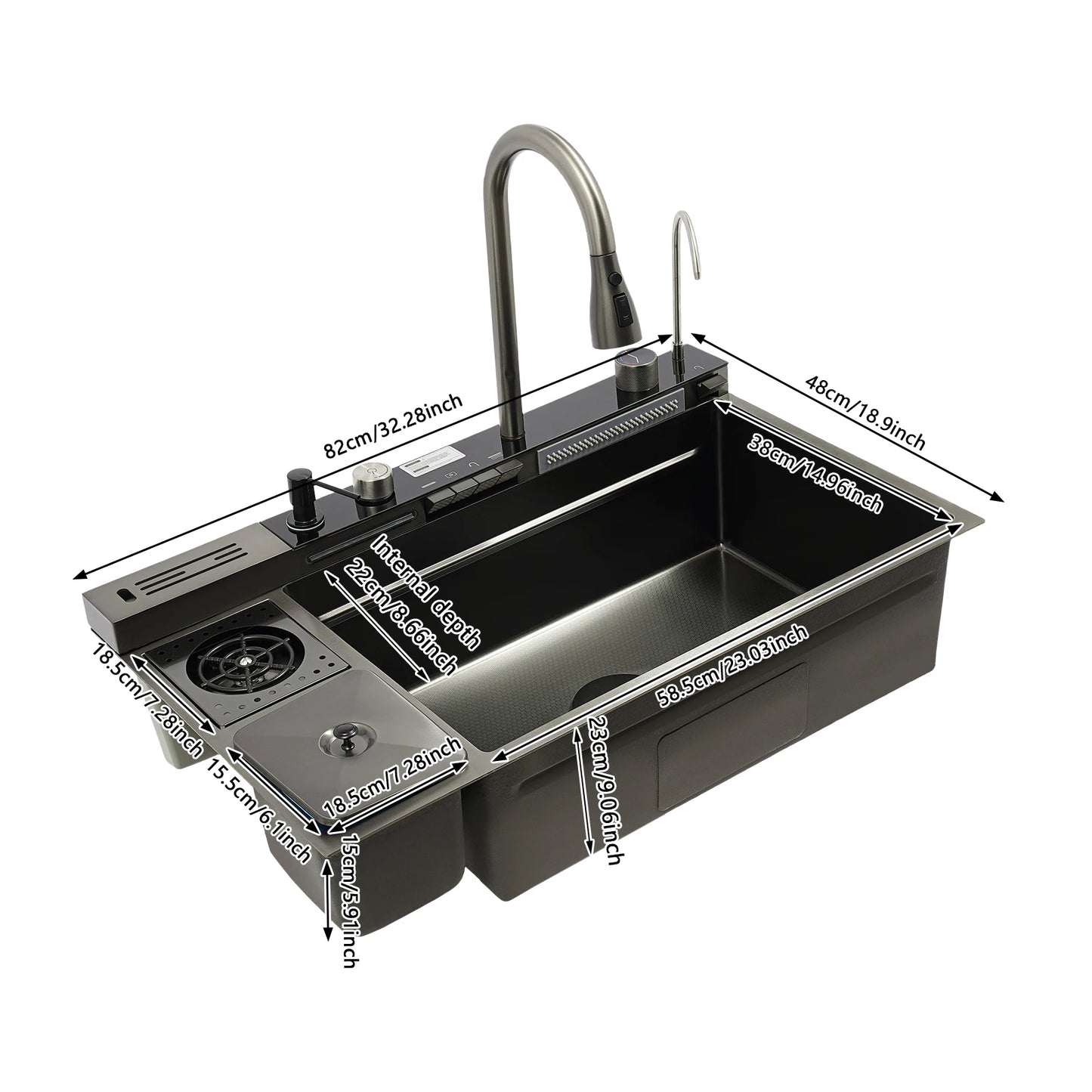 304 Stainless Steel Kitchen Sink Set With Digital Display Faucet