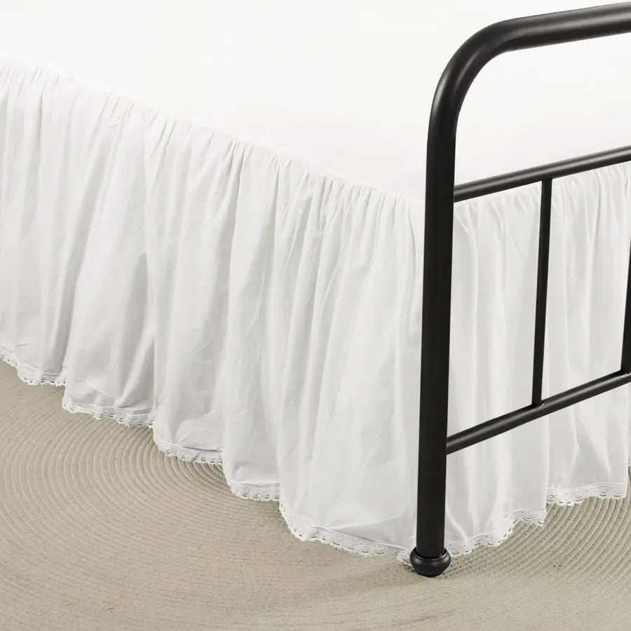 Lightweight Cotton Bed Skirt With Crochet Edge Dust Ruffle