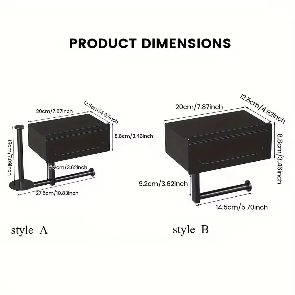 Wall Mounted Toilet Paper Holder With Shelf No Drill Bathroom Organizer