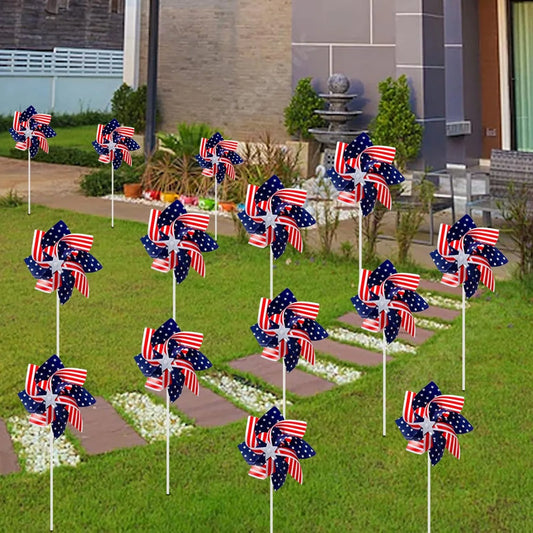 American Flag Patriotic Windmills Wind Spinner Pack