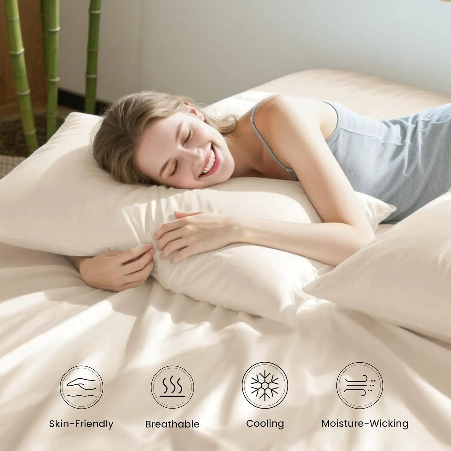 Bamboo Rayon Cooling Sheet Set Breathable Soft Bedding