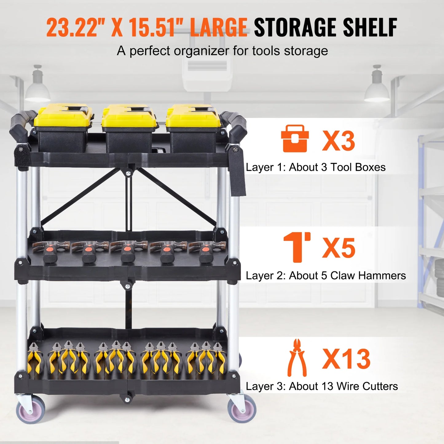 SucceBuy 3 Tier Folding Utility Cart