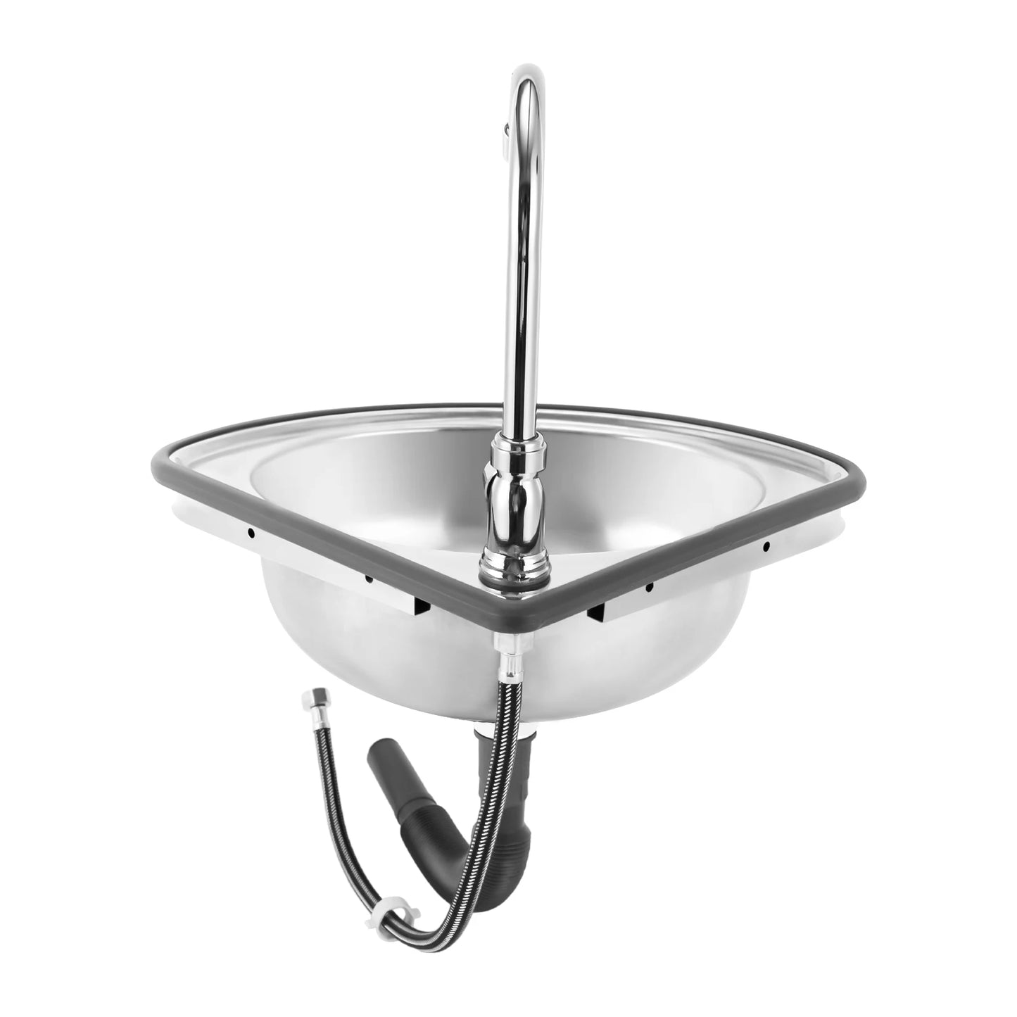 Bymaocar Corner Wall-Mounted Triangular Hand Basin Sink With Faucet