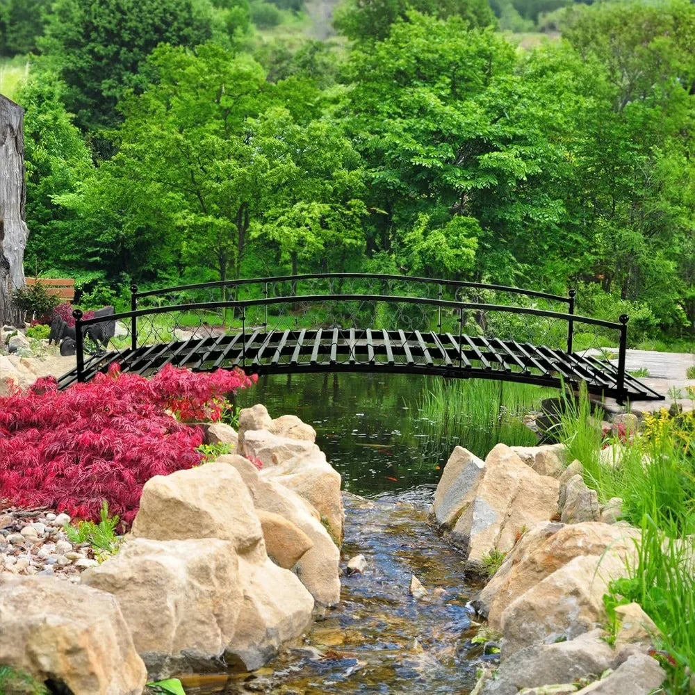 Metal Garden Bridge Durable Footbridge With Siderails