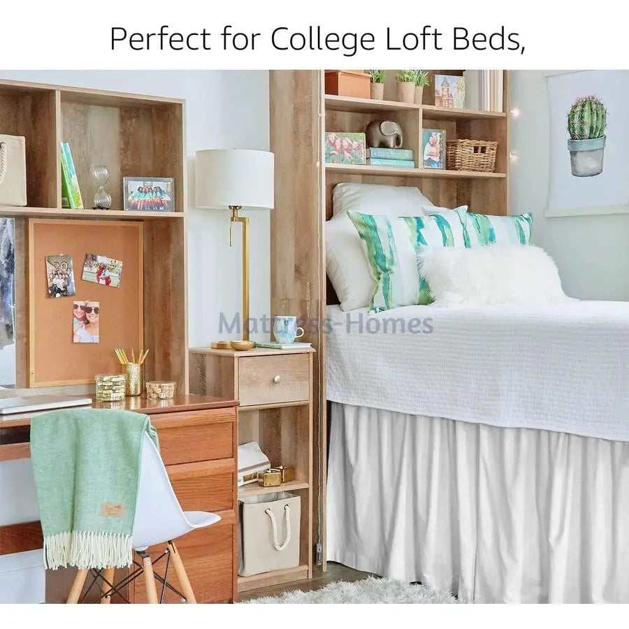 Dorm Bed Skirt Tailored Dust Ruffle With Elastic Wrap