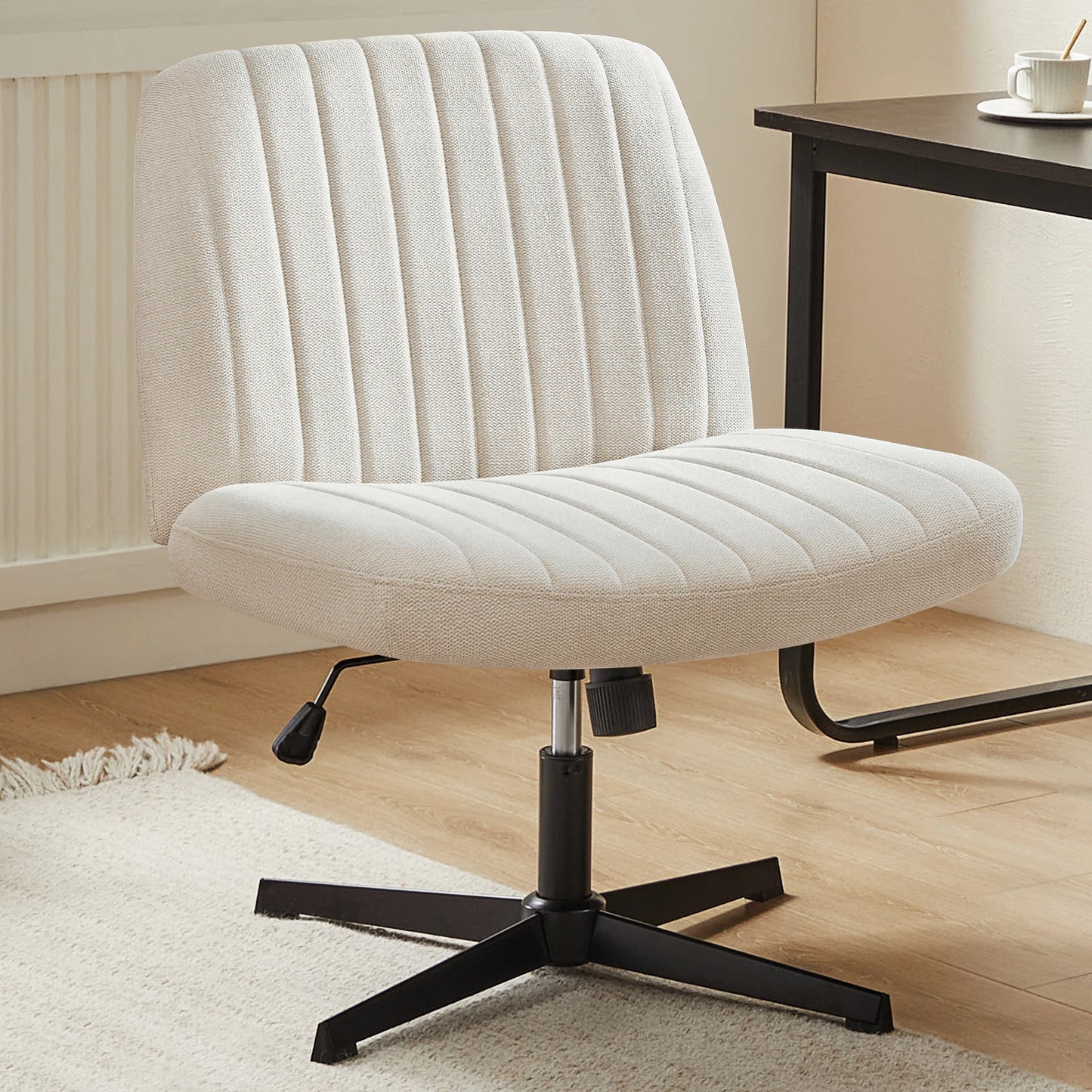 JHK Cross Legged Office Chair Rocking Swivel Armless Fabric Task Chair