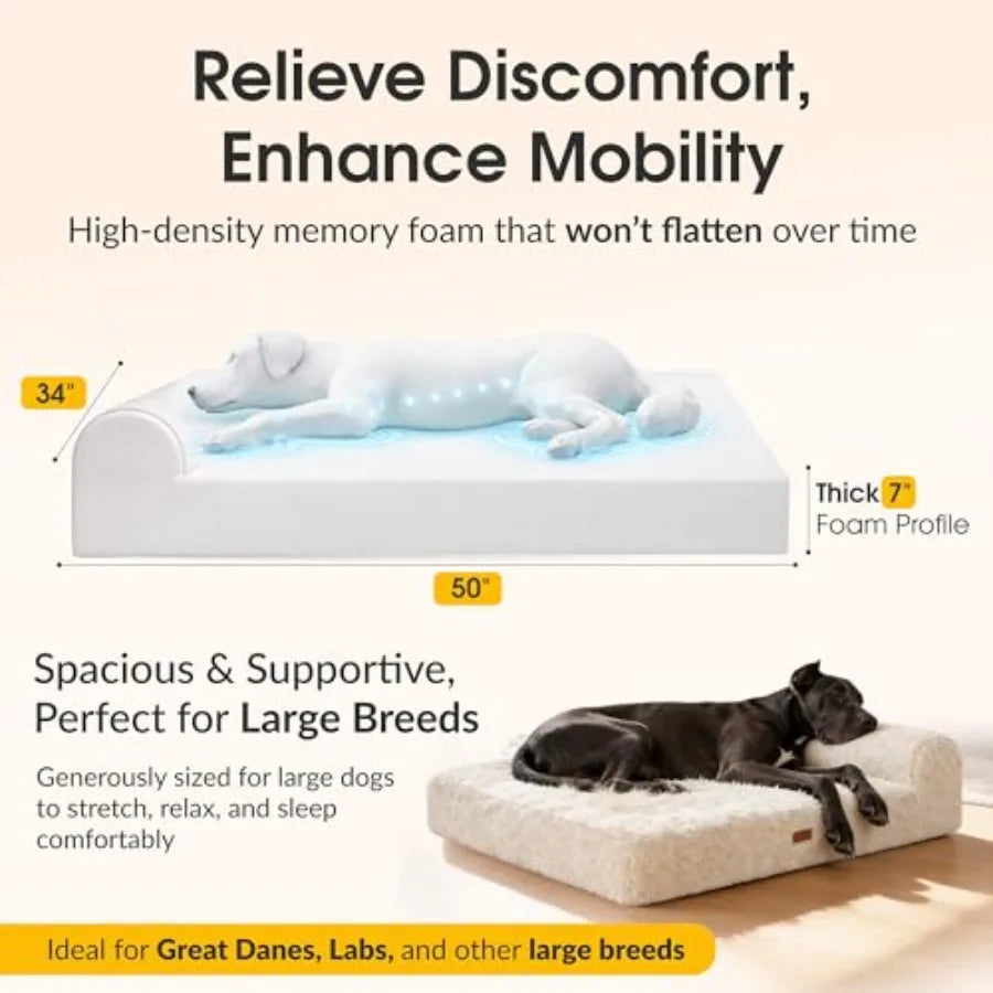 Orthopedic Memory Foam Dog Bed With Pillow And Waterproof Liner