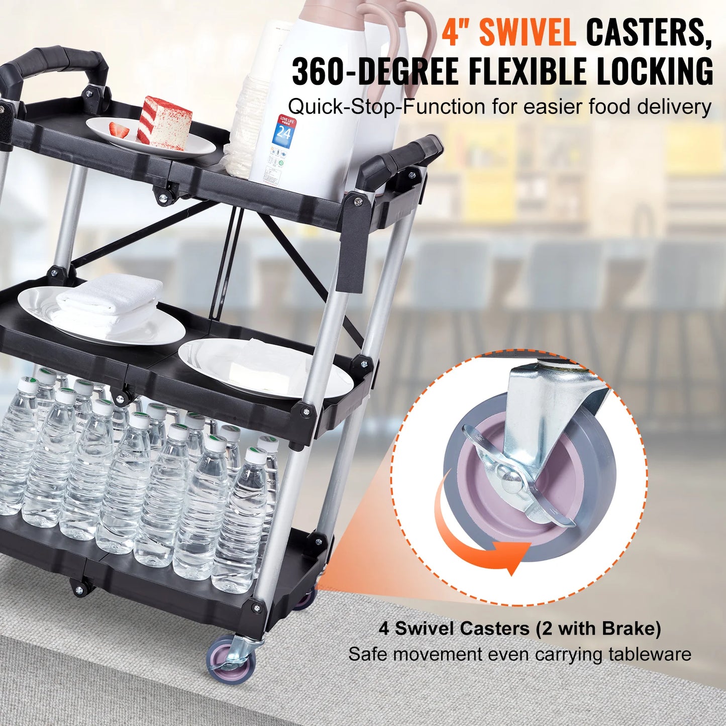 SucceBuy 3 Tier Folding Utility Cart
