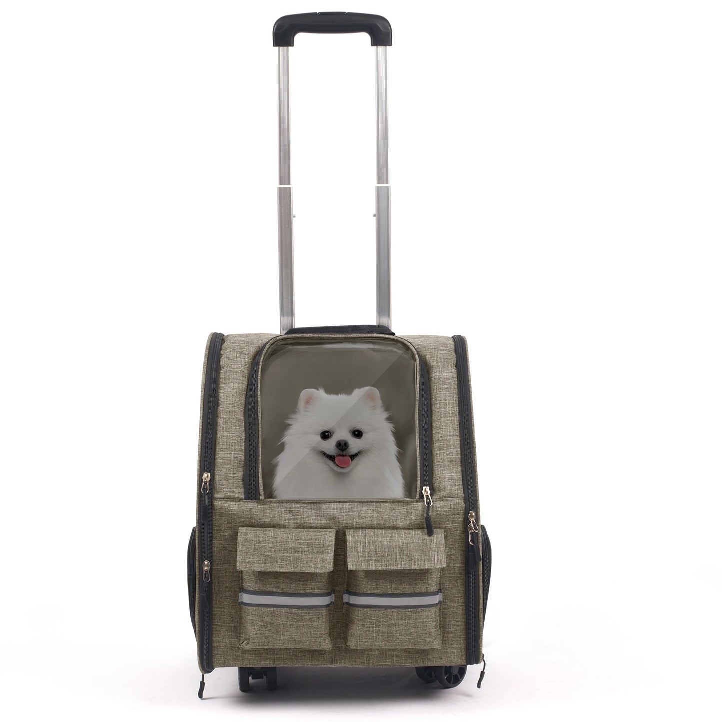 Rolling Pet Carrier Backpack With Removable Wheels