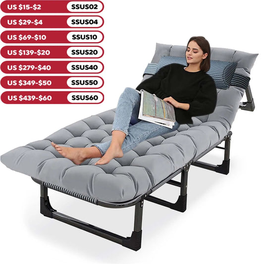 Snozeflex 4 Position Folding Camping Cot With Mattress, 330 Lbs