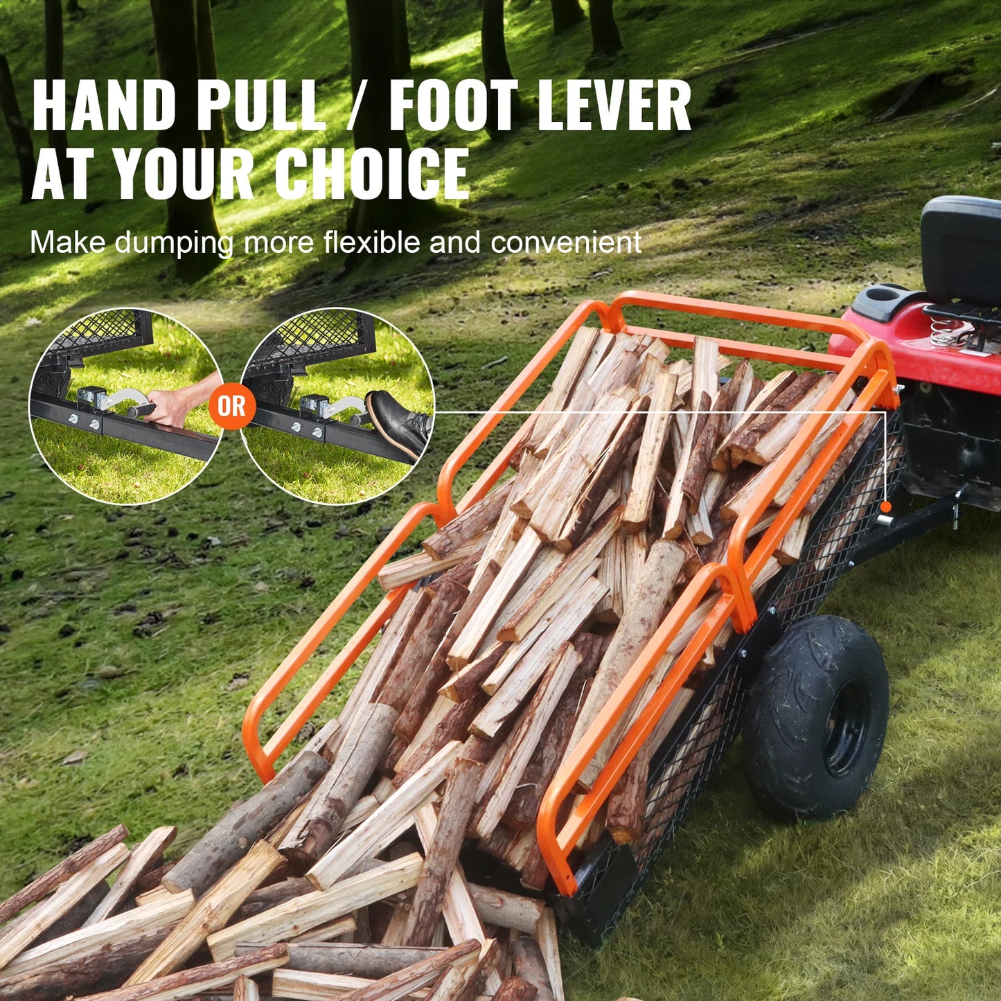 SucceBuy Heavy Duty Steel ATV Dump Trailer With Removable Sides