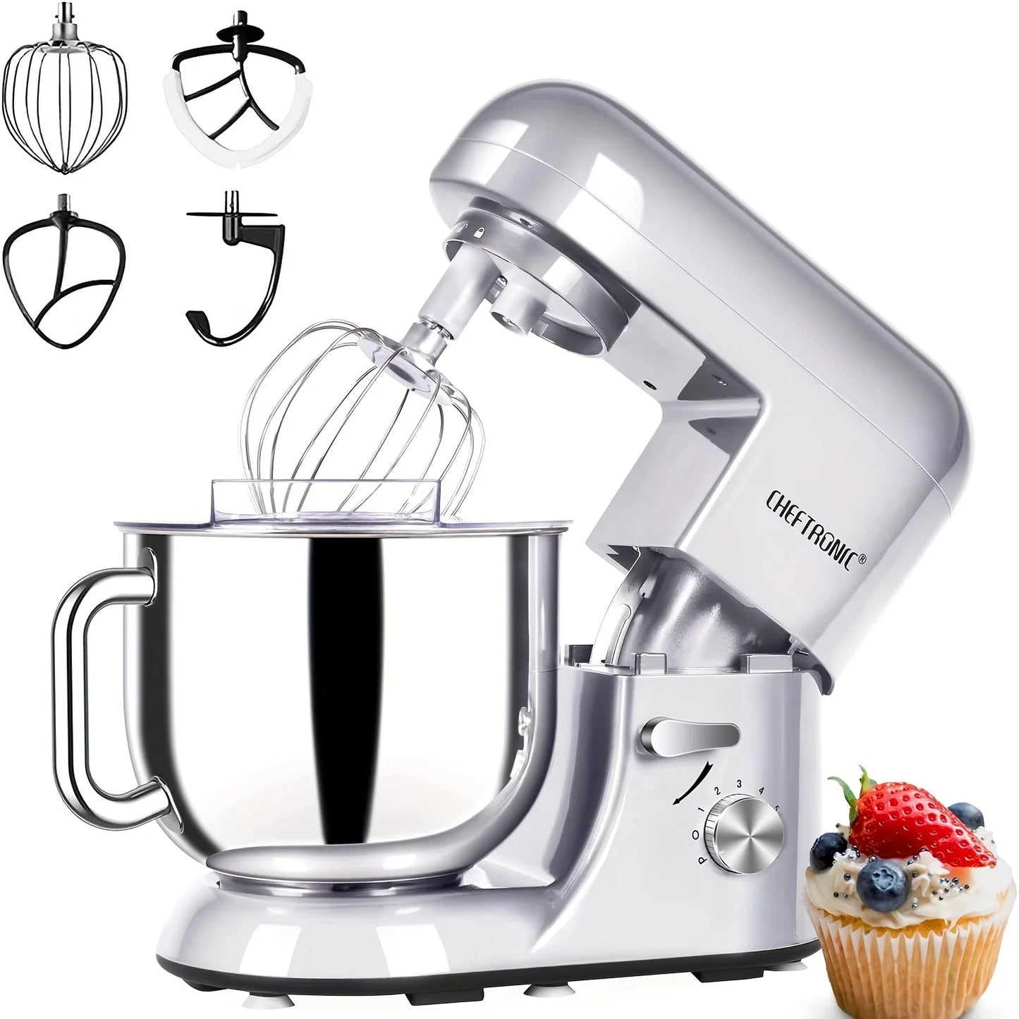 Cheftronic Stand Mixer 650W Six Speed Tilt Head US Plug