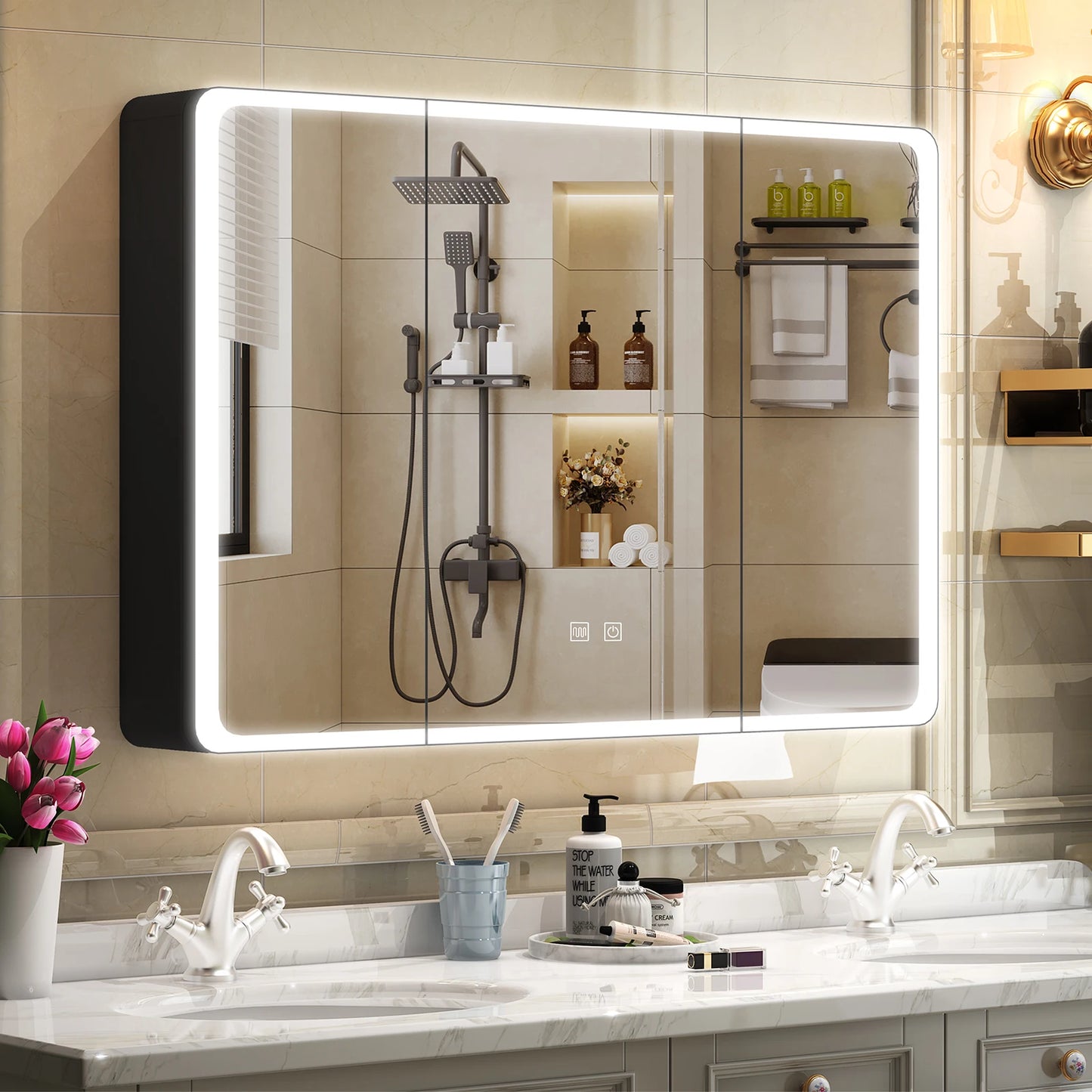 Onesaimei LED Mirror Medicine Cabinet With LED Lighting