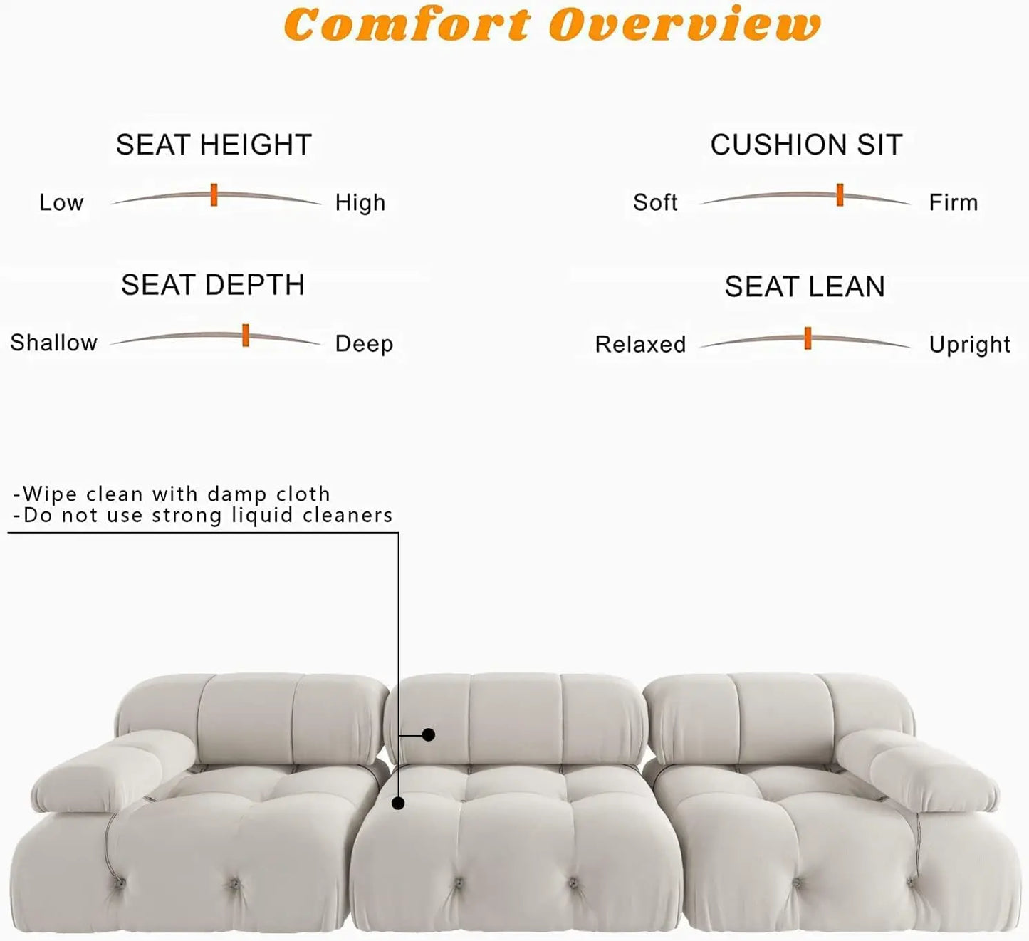 Sdorens Velvet Convertible Modular Sectional Sofa