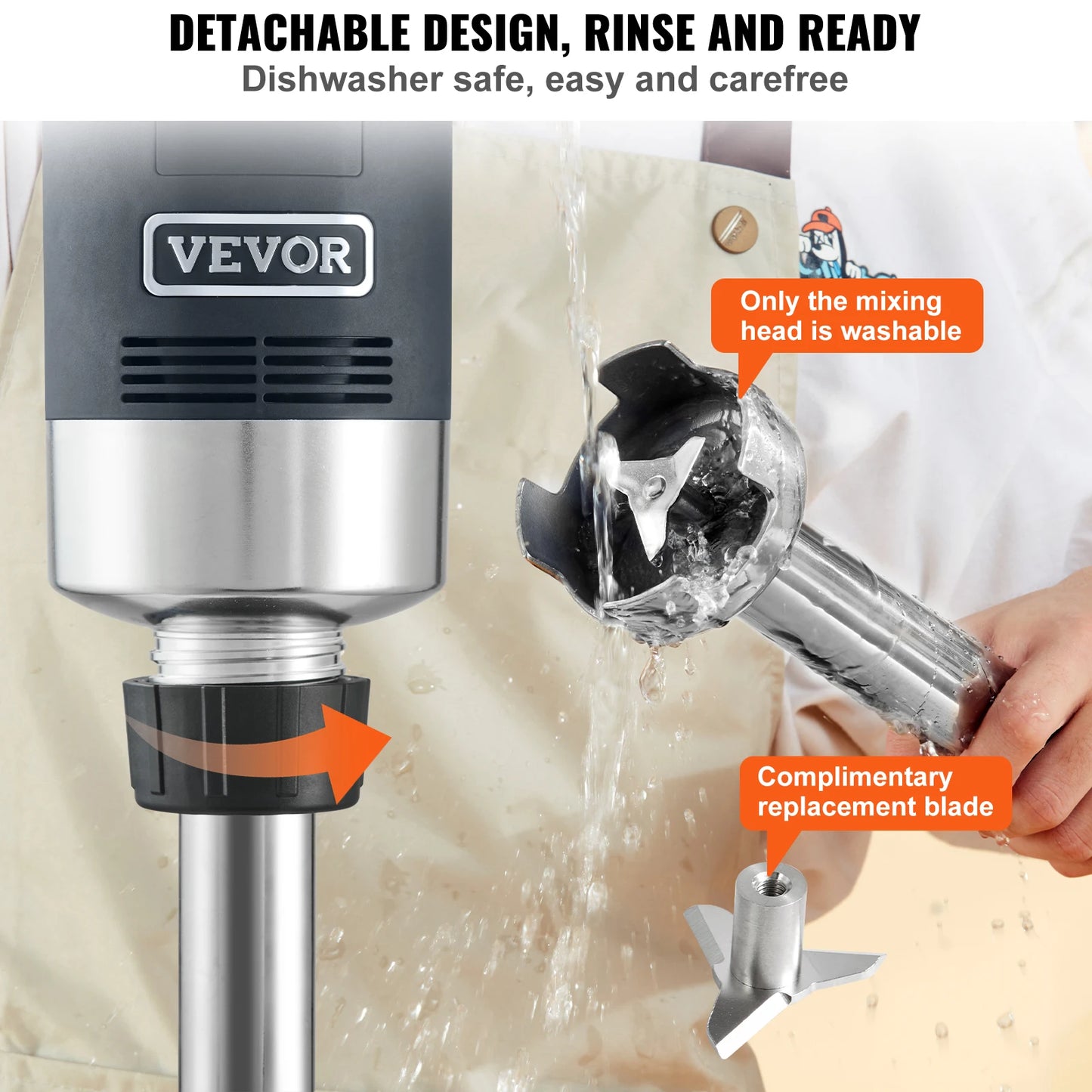 Succebuy Commercial Immersion Blender 500W Heavy Duty Variable Speed
