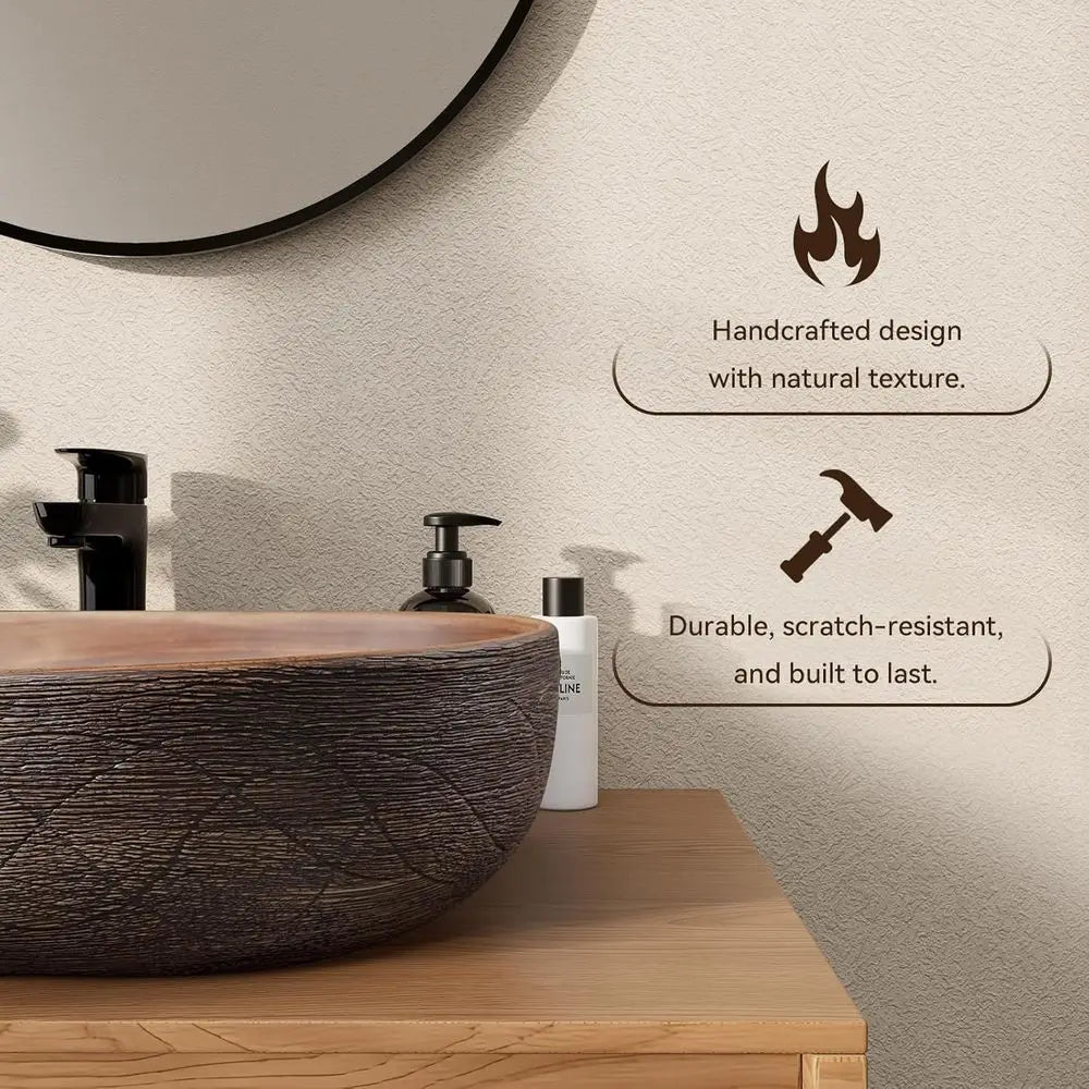 Retro Oval Ceramic Vessel Sink Above Counter Bathroom Washbasin
