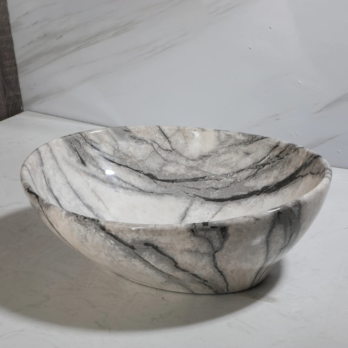 Torayvino Ceramic Vessel Sink Set With Marble Pattern Faucet
