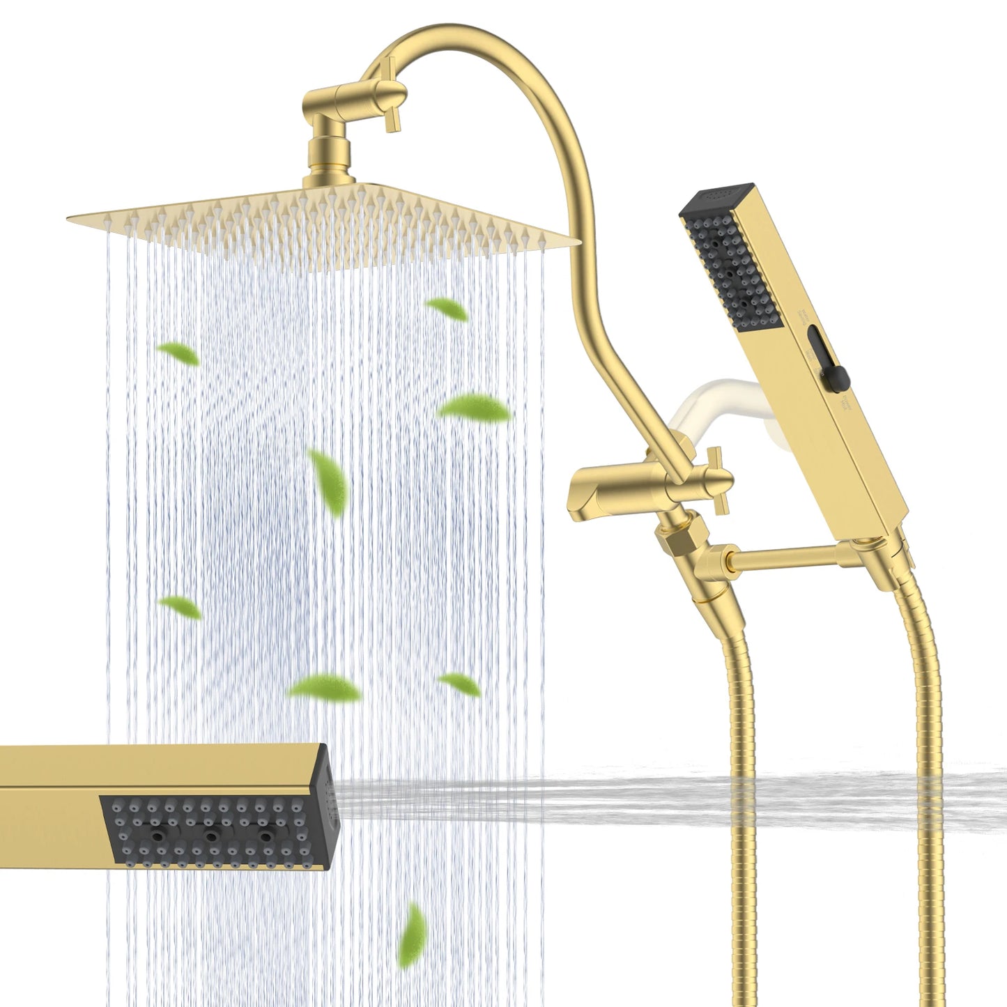 Hibbent High Pressure Rainfall Shower Head With Handheld Spray